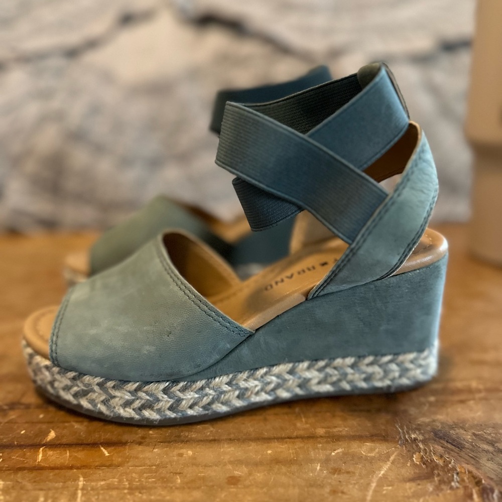 Lucky Brand Blue Espadrille Wedges with Ankle Strap